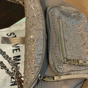 Steve Madden Gray Backpack with Rhinestone Embellishments